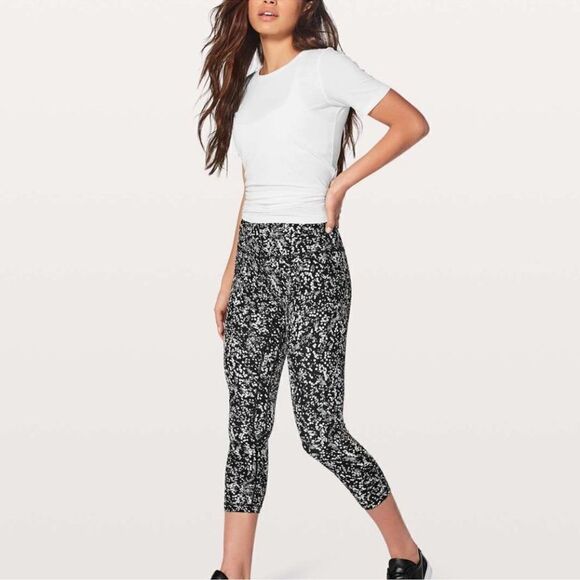 Lululemon Align Crop Leggings Chirasu Black Polkadot Cropped Pant Polka Dots 4 - Picture 2 of 8